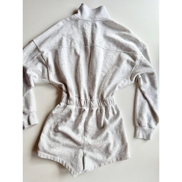 ABERCROMBIE & FITCH Light Heather Grey Cotton Fleece Collared Romper, Size XS - Picture 10 of 13